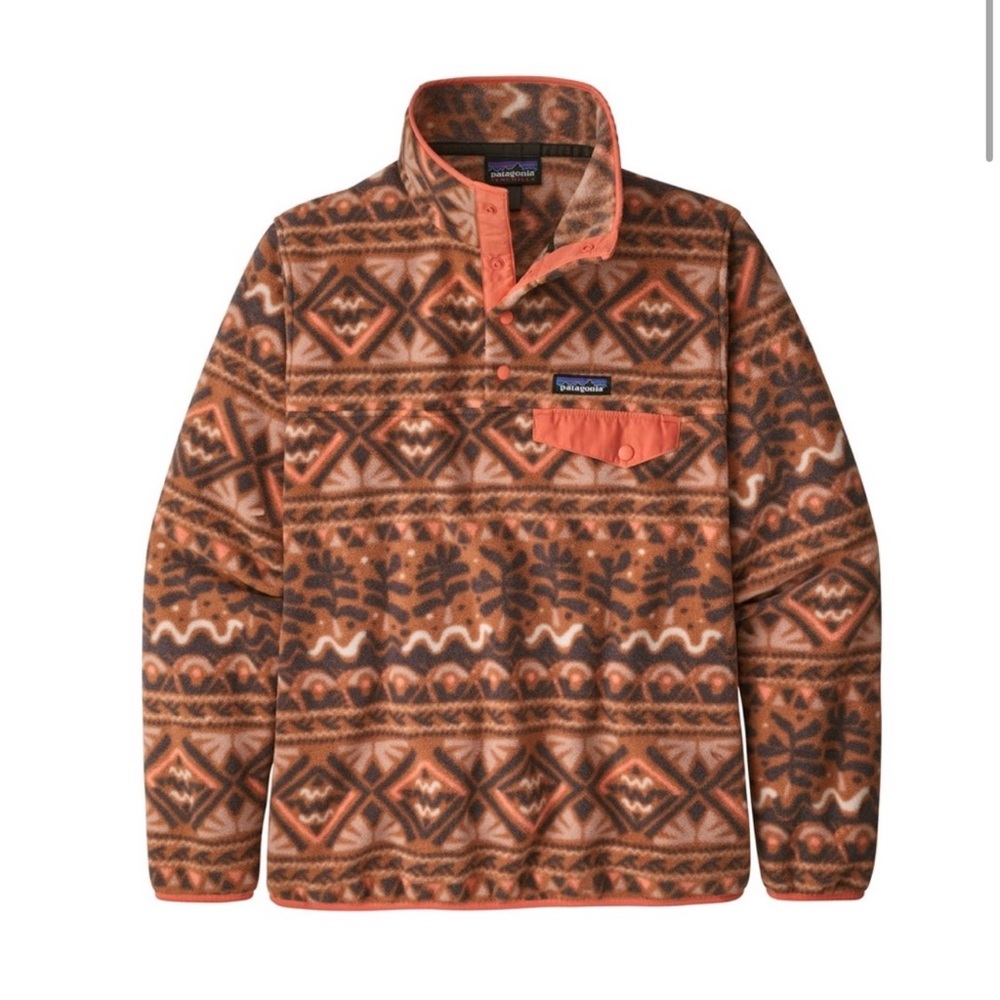 patagonia synchilla lightweight fleece pullover snap-t mangrove henna brown